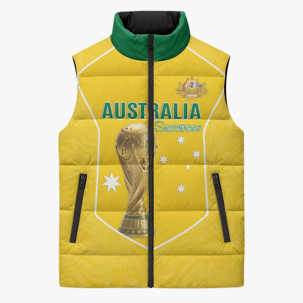 Custom Australia Soccer Sleeveless Puffer Jacket Aussie Aussie Oi Oi Oi