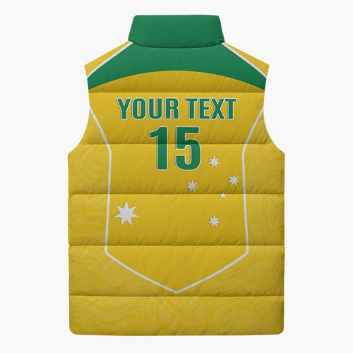 Custom Australia Soccer Sleeveless Puffer Jacket Aussie Aussie Oi Oi Oi