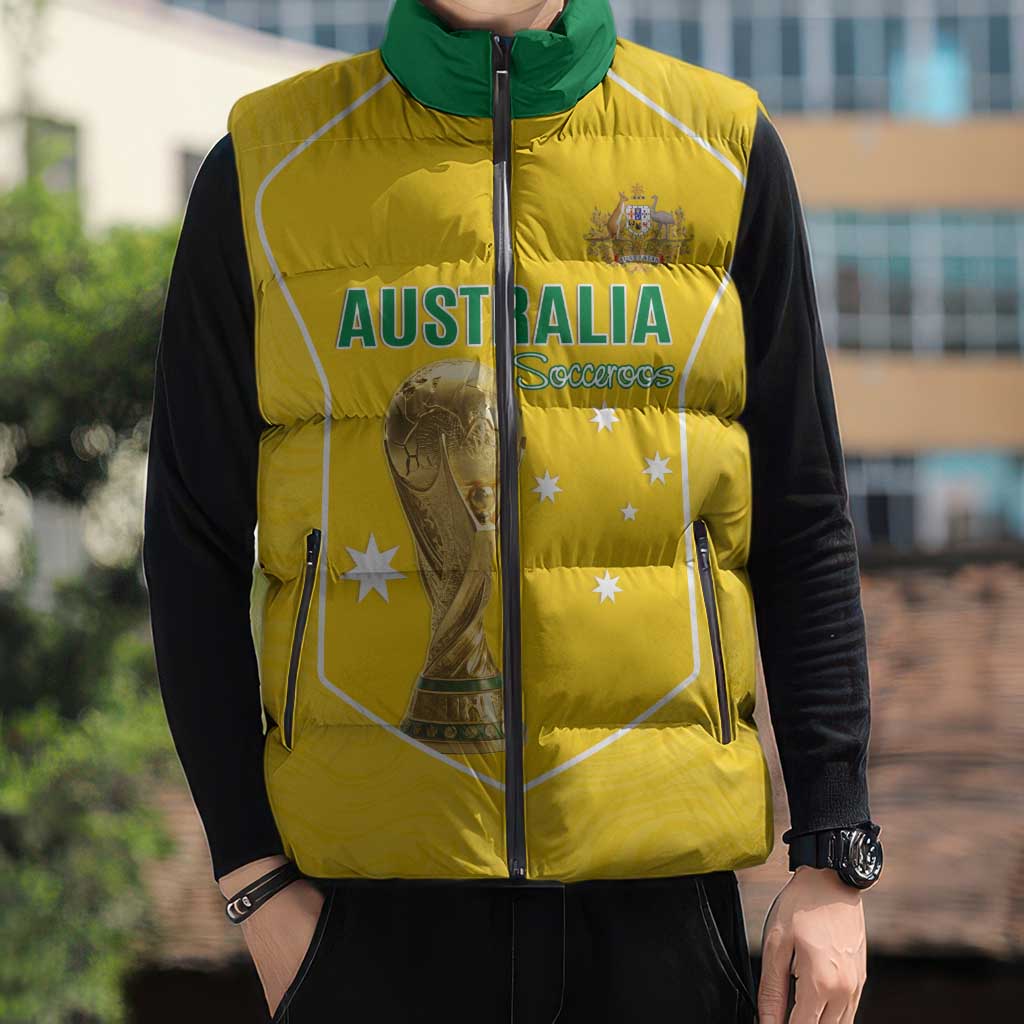 Custom Australia Soccer Sleeveless Puffer Jacket Aussie Aussie Oi Oi Oi
