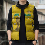 Custom Australia Soccer Sleeveless Puffer Jacket Aussie Aussie Oi Oi Oi