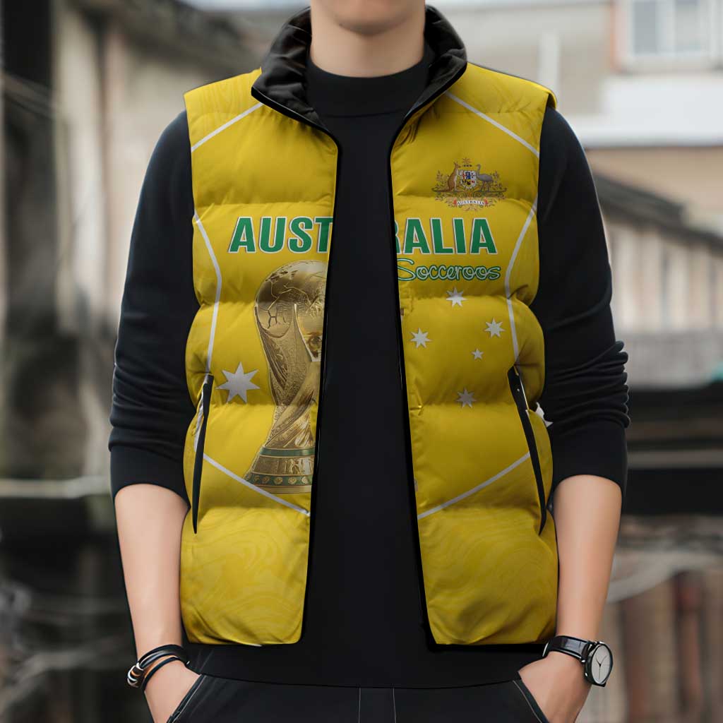 Custom Australia Soccer Sleeveless Puffer Jacket Aussie Aussie Oi Oi Oi