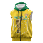 Custom Australia Soccer Sleeveless Zip Hoodie Aussie Aussie Oi Oi Oi
