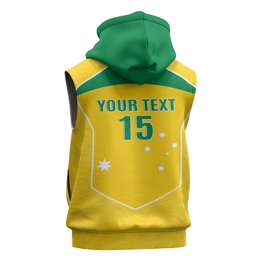 Custom Australia Soccer Sleeveless Zip Hoodie Aussie Aussie Oi Oi Oi