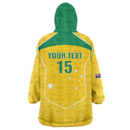 Custom Australia Soccer Wearable Blanket Hoodie Aussie Aussie Oi Oi Oi