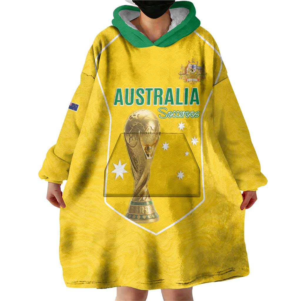 Custom Australia Soccer Wearable Blanket Hoodie Aussie Aussie Oi Oi Oi