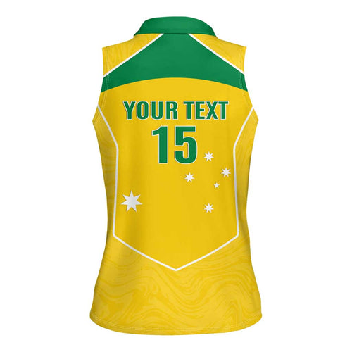 Custom Australia Soccer Women Sleeveless Polo Shirt Aussie Aussie Oi Oi Oi