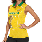 Custom Australia Soccer Women Sleeveless Polo Shirt Aussie Aussie Oi Oi Oi