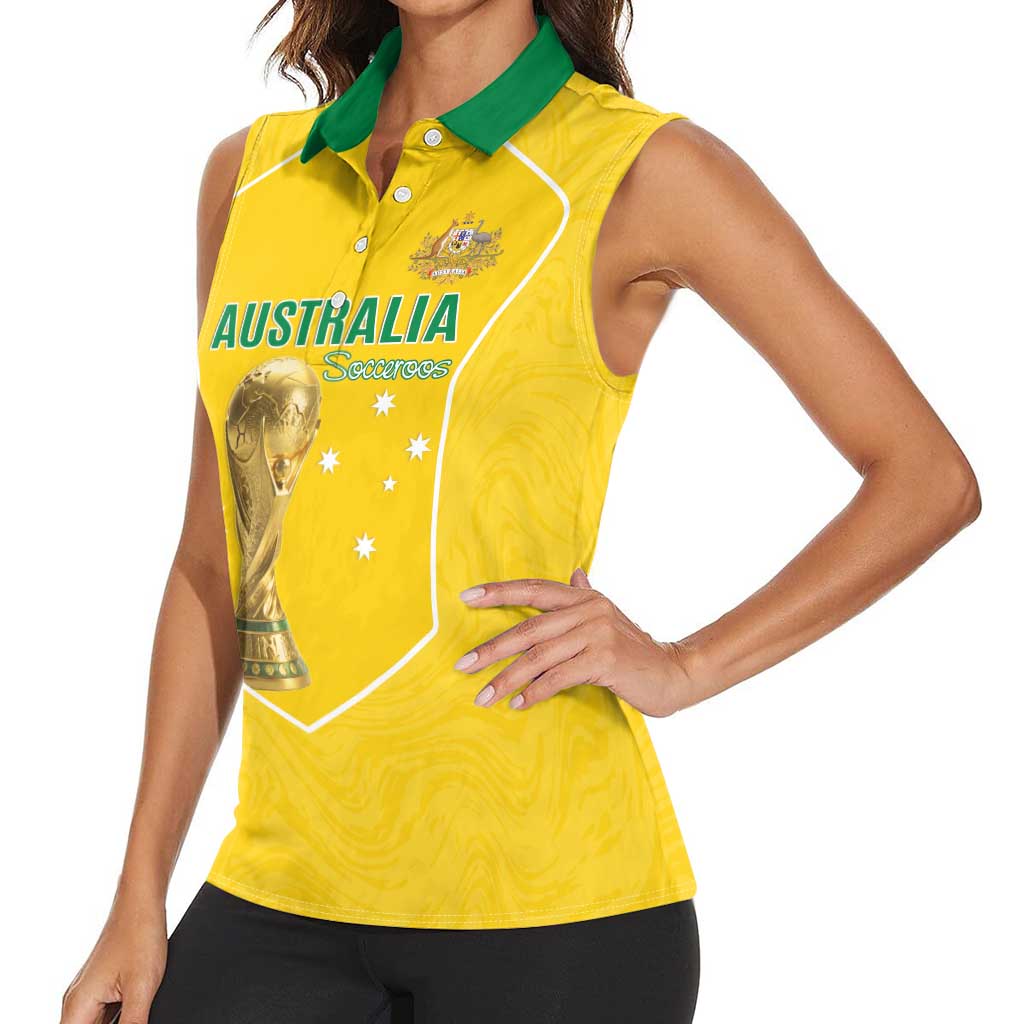Custom Australia Soccer Women Sleeveless Polo Shirt Aussie Aussie Oi Oi Oi