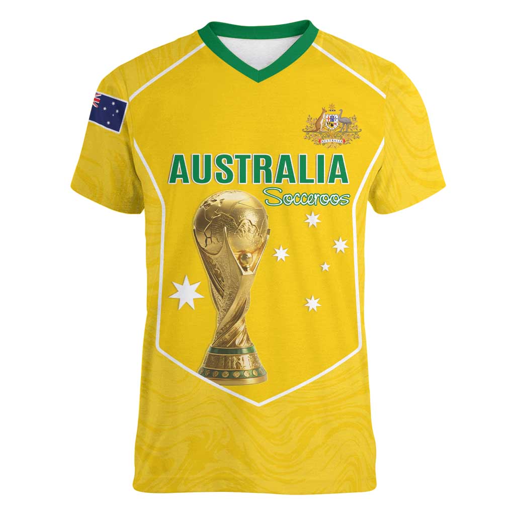 Custom Australia Soccer Women V-Neck T-Shirt Aussie Aussie Oi Oi Oi