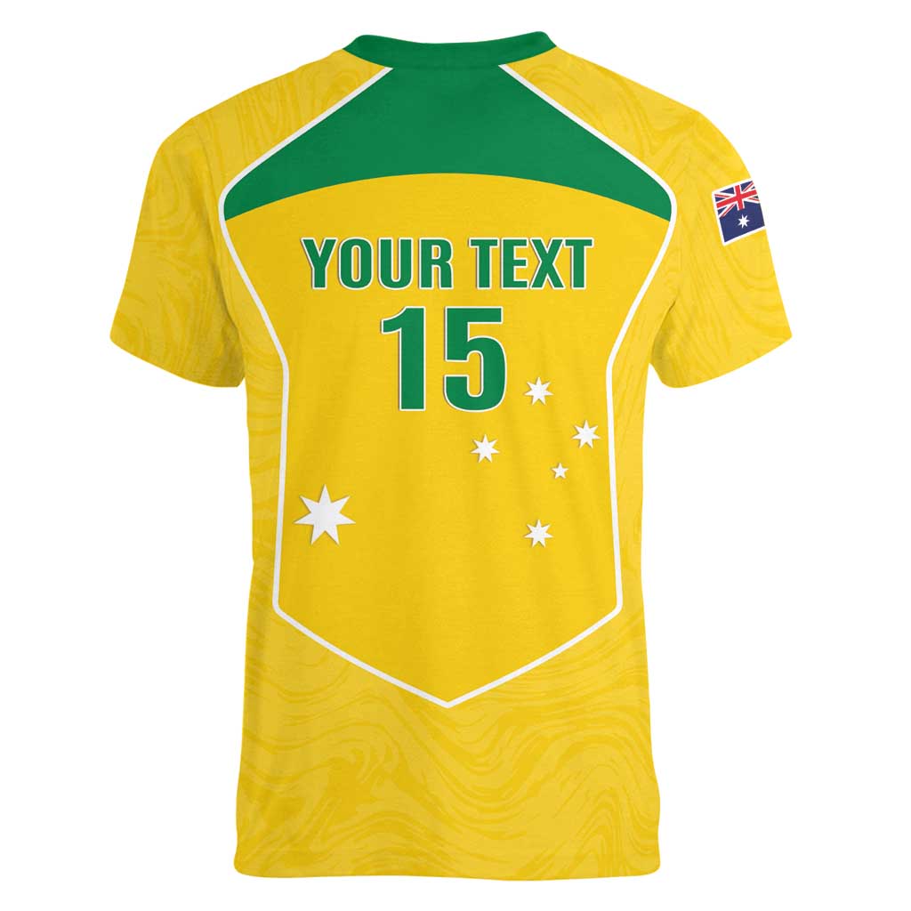 Custom Australia Soccer Women V-Neck T-Shirt Aussie Aussie Oi Oi Oi