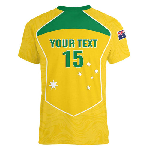 Custom Australia Soccer Women V-Neck T-Shirt Aussie Aussie Oi Oi Oi