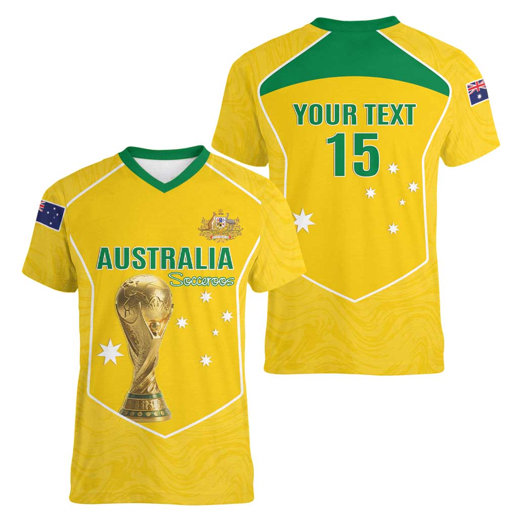 Custom Australia Soccer Women V-Neck T-Shirt Aussie Aussie Oi Oi Oi