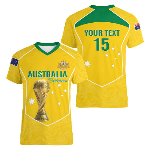 Custom Australia Soccer Women V-Neck T-Shirt Aussie Aussie Oi Oi Oi