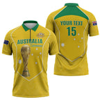 Custom Australia Soccer Zipper Polo Shirt Aussie Aussie Oi Oi Oi