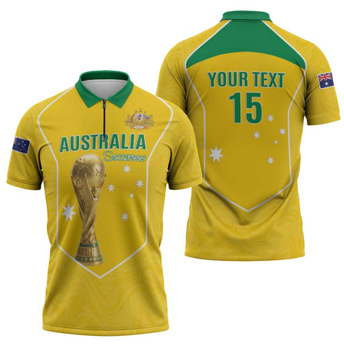 Custom Australia Soccer Zipper Polo Shirt Aussie Aussie Oi Oi Oi