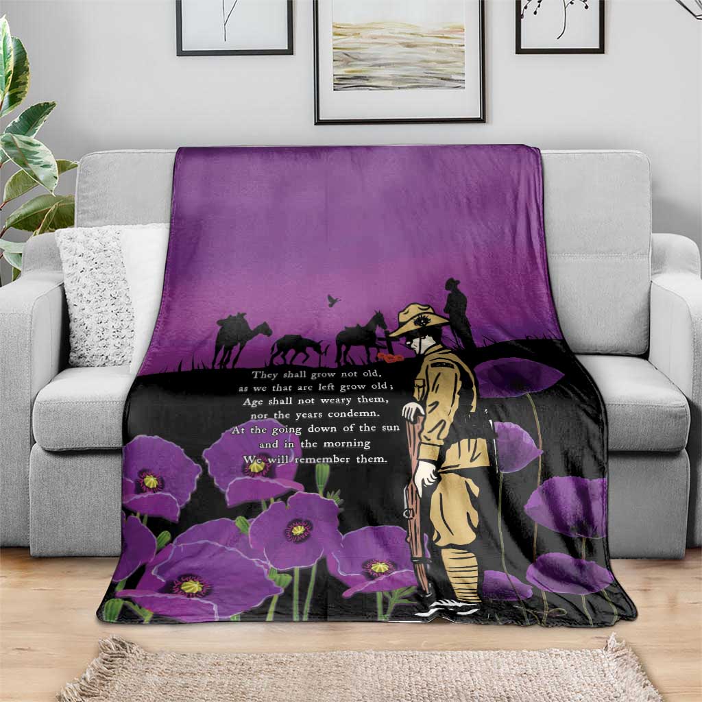 ANZAC Soldier and War Animals Blanket We Will Remember Them