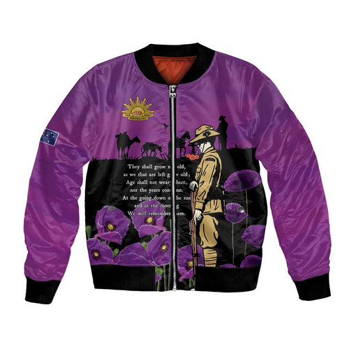 ANZAC Soldier and War Animals Bomber Jacket We Will Remember Them