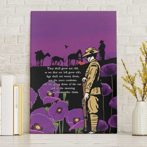 ANZAC Soldier and War Animals Canvas Wall Art We Will Remember Them