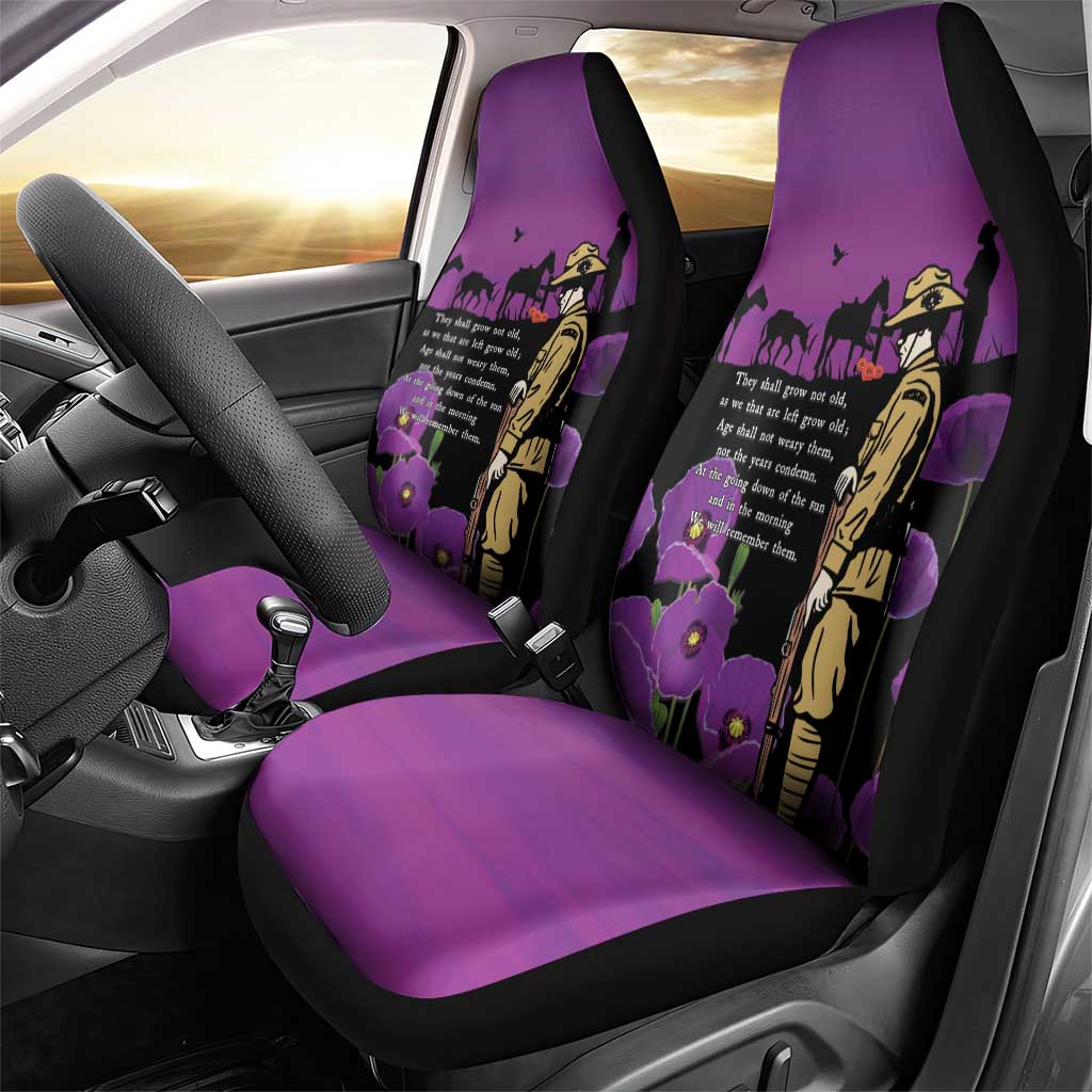 ANZAC Soldier and War Animals Car Seat Cover We Will Remember Them