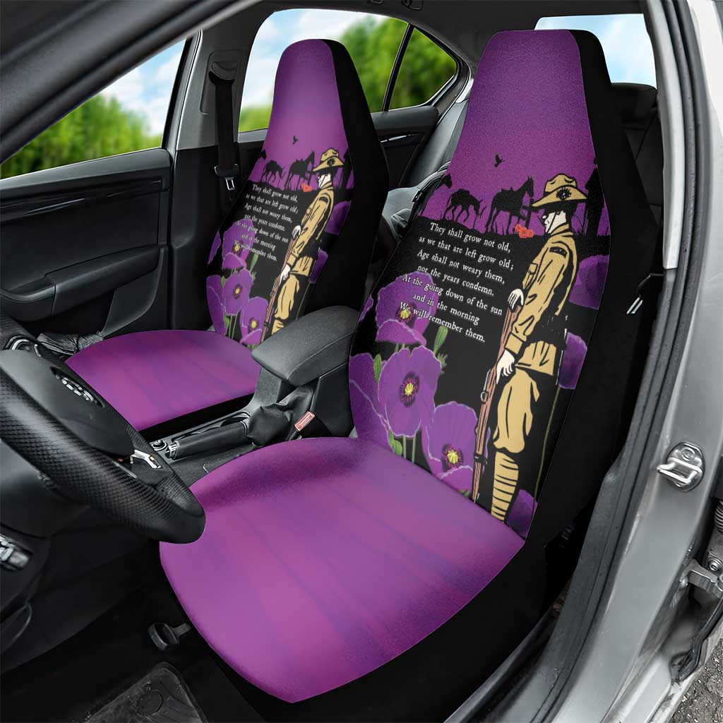 ANZAC Soldier and War Animals Car Seat Cover We Will Remember Them