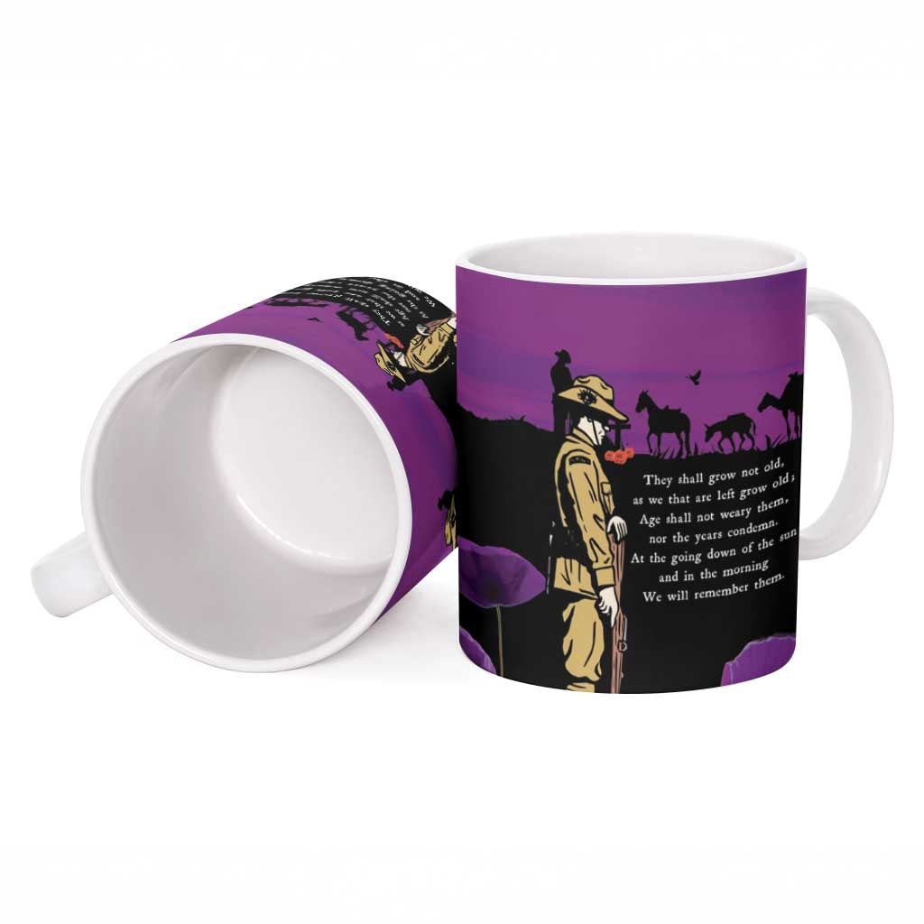 ANZAC Soldier and War Animals Ceramic Mug We Will Remember Them