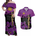 ANZAC Soldier and War Animals Couples Matching Off Shoulder Maxi Dress and Hawaiian Shirt We Will Remember Them