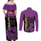 ANZAC Soldier and War Animals Couples Matching Off Shoulder Maxi Dress and Long Sleeve Button Shirt We Will Remember Them