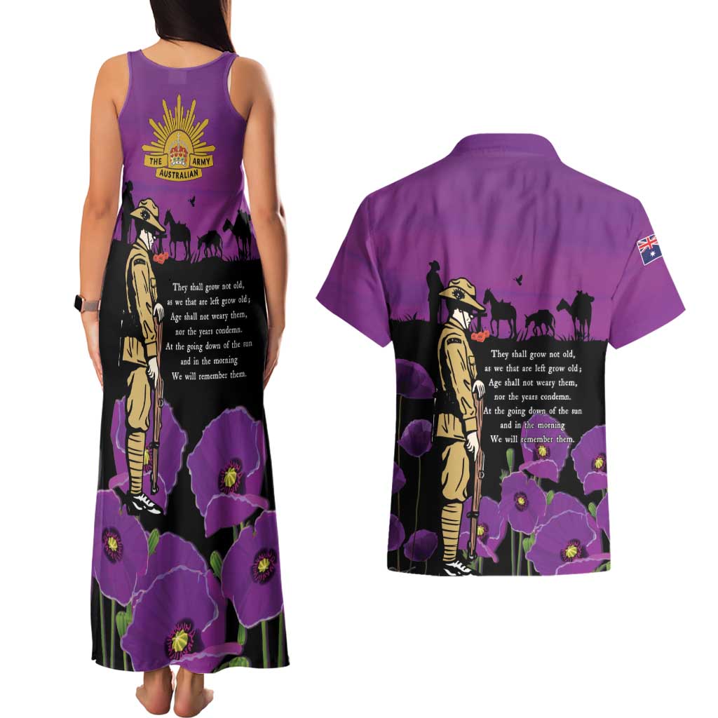 ANZAC Soldier and War Animals Couples Matching Tank Maxi Dress and Hawaiian Shirt We Will Remember Them