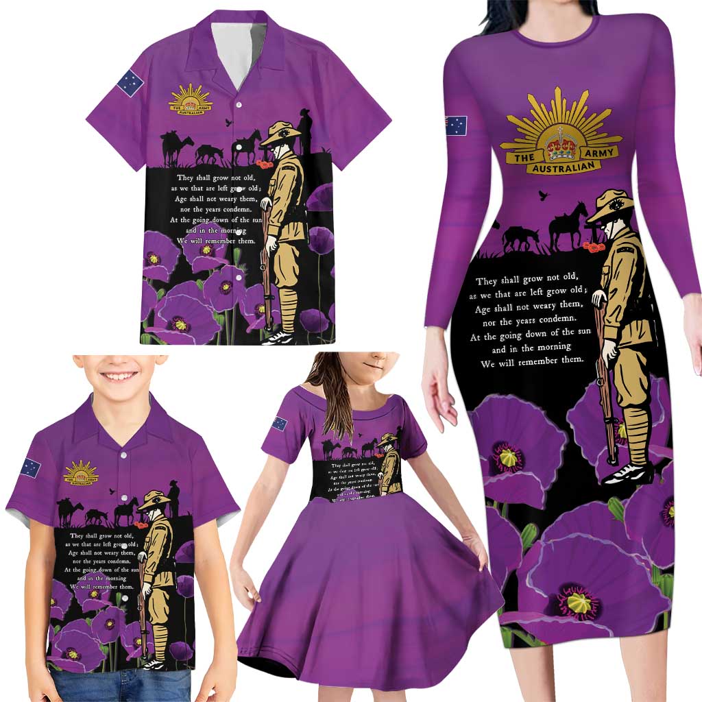ANZAC Soldier and War Animals Family Matching Long Sleeve Bodycon Dress and Hawaiian Shirt We Will Remember Them