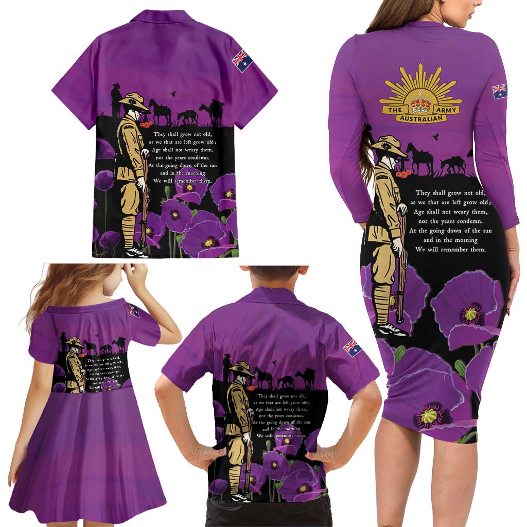 ANZAC Soldier and War Animals Family Matching Long Sleeve Bodycon Dress and Hawaiian Shirt We Will Remember Them