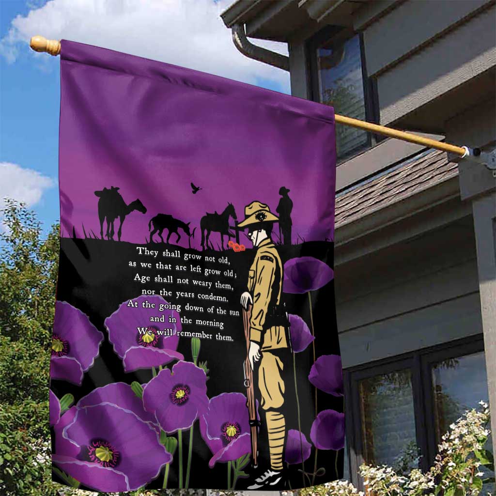 ANZAC Soldier and War Animals Garden Flag We Will Remember Them