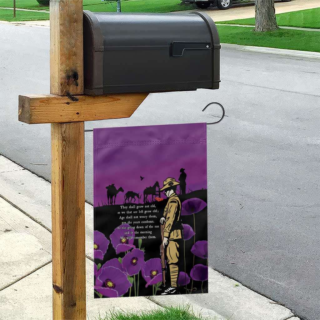ANZAC Soldier and War Animals Garden Flag We Will Remember Them