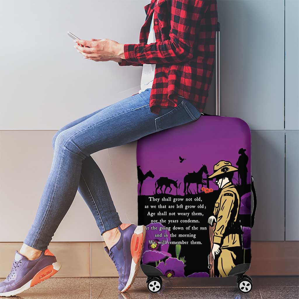 ANZAC Soldier and War Animals Luggage Cover We Will Remember Them