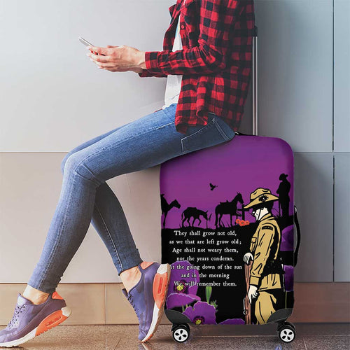 ANZAC Soldier and War Animals Luggage Cover We Will Remember Them