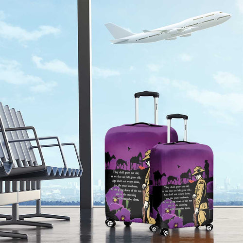 ANZAC Soldier and War Animals Luggage Cover We Will Remember Them