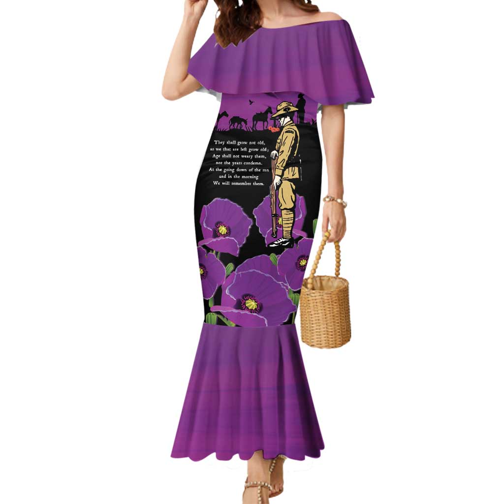 ANZAC Soldier and War Animals Mermaid Dress We Will Remember Them