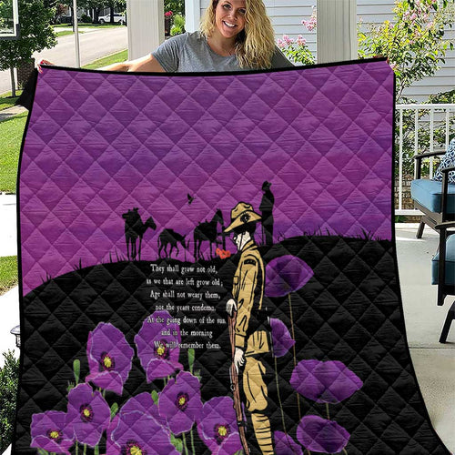 ANZAC Soldier and War Animals Quilt We Will Remember Them