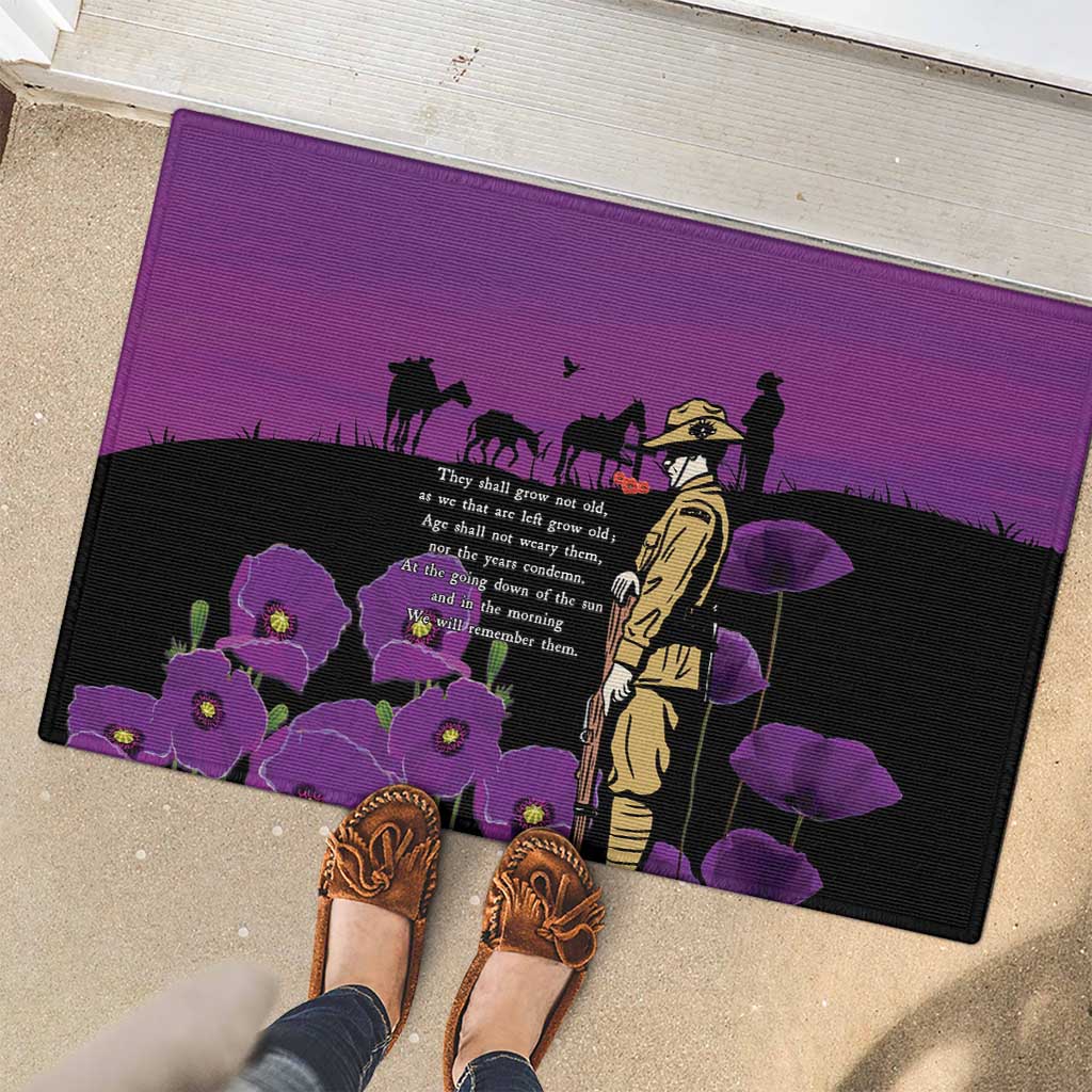 ANZAC Soldier and War Animals Rubber Doormat We Will Remember Them