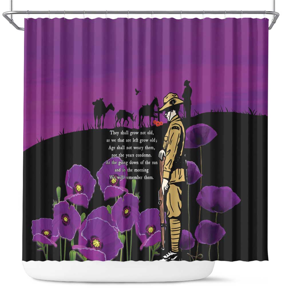 ANZAC Soldier and War Animals Shower Curtain We Will Remember Them