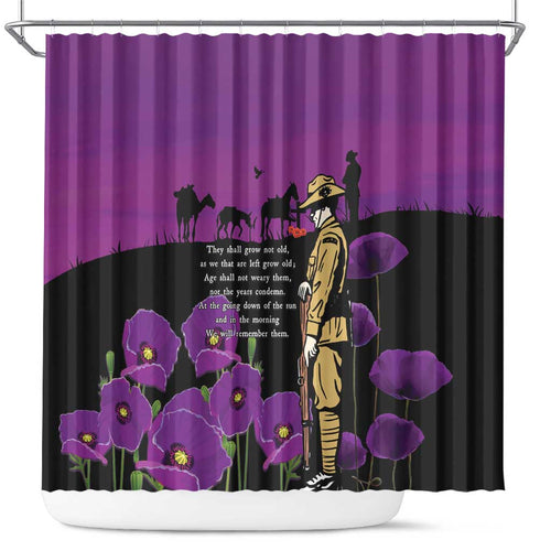 ANZAC Soldier and War Animals Shower Curtain We Will Remember Them