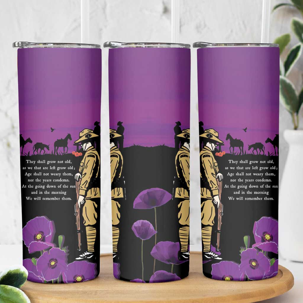 ANZAC Soldier and War Animals Skinny Tumbler We Will Remember Them