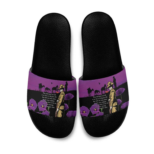 ANZAC Soldier and War Animals Slide Sandals We Will Remember Them