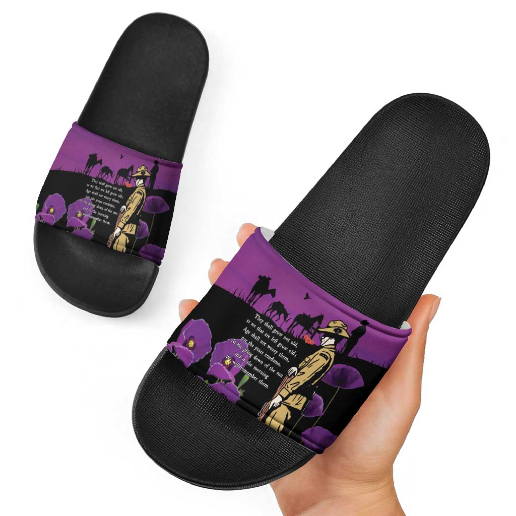 ANZAC Soldier and War Animals Slide Sandals We Will Remember Them
