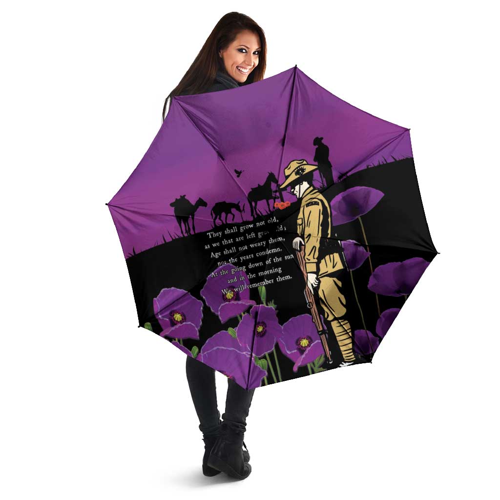 ANZAC Soldier and War Animals Umbrella We Will Remember Them