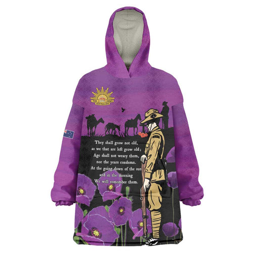 ANZAC Soldier and War Animals Wearable Blanket Hoodie We Will Remember Them