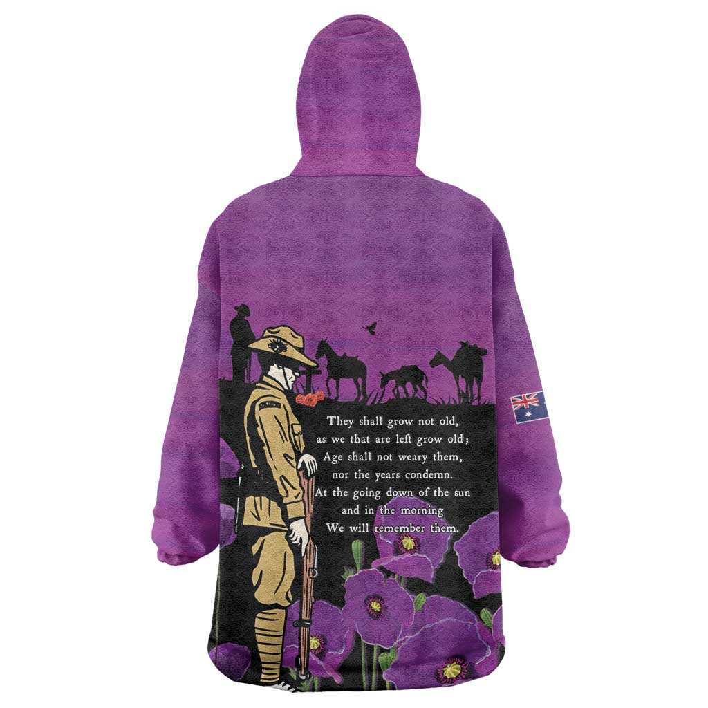 ANZAC Soldier and War Animals Wearable Blanket Hoodie We Will Remember Them