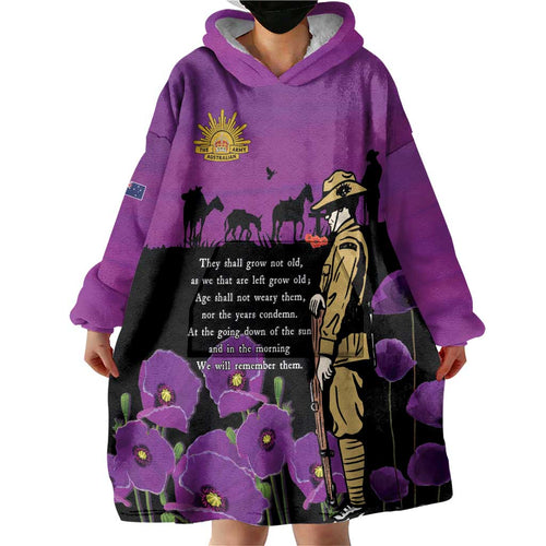 ANZAC Soldier and War Animals Wearable Blanket Hoodie We Will Remember Them