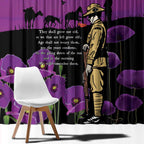 ANZAC Soldier and War Animals Window Curtain We Will Remember Them