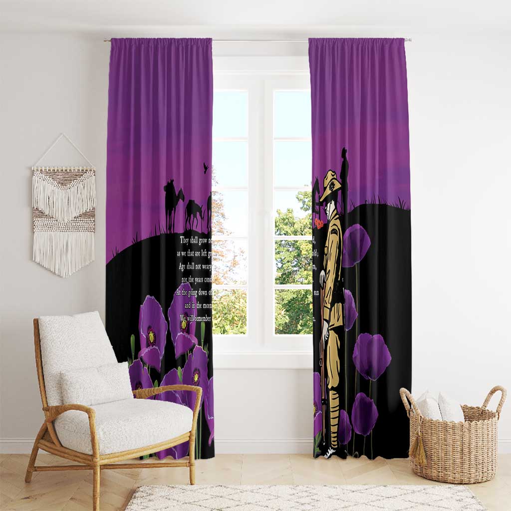 ANZAC Soldier and War Animals Window Curtain We Will Remember Them