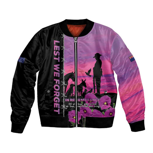 Personalised ANZAC War Animals Bomber Jacket Lest We Forget Memorial